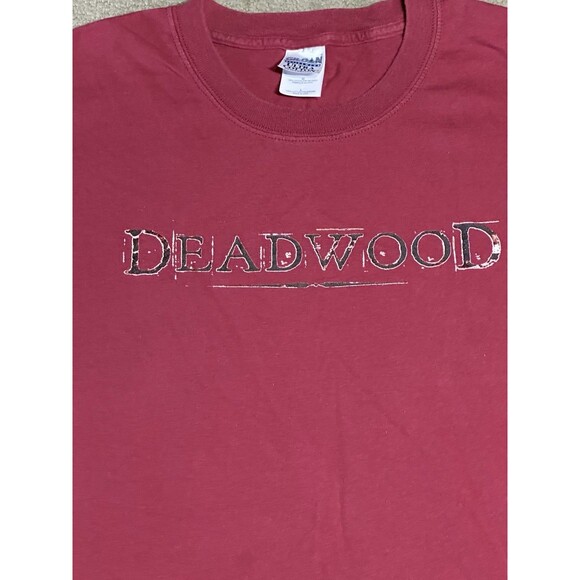 Vintage Y2K DEADWOOD Promo HBO Television Show Graphic T-Shirt Adult Size L Red - Picture 2 of 4